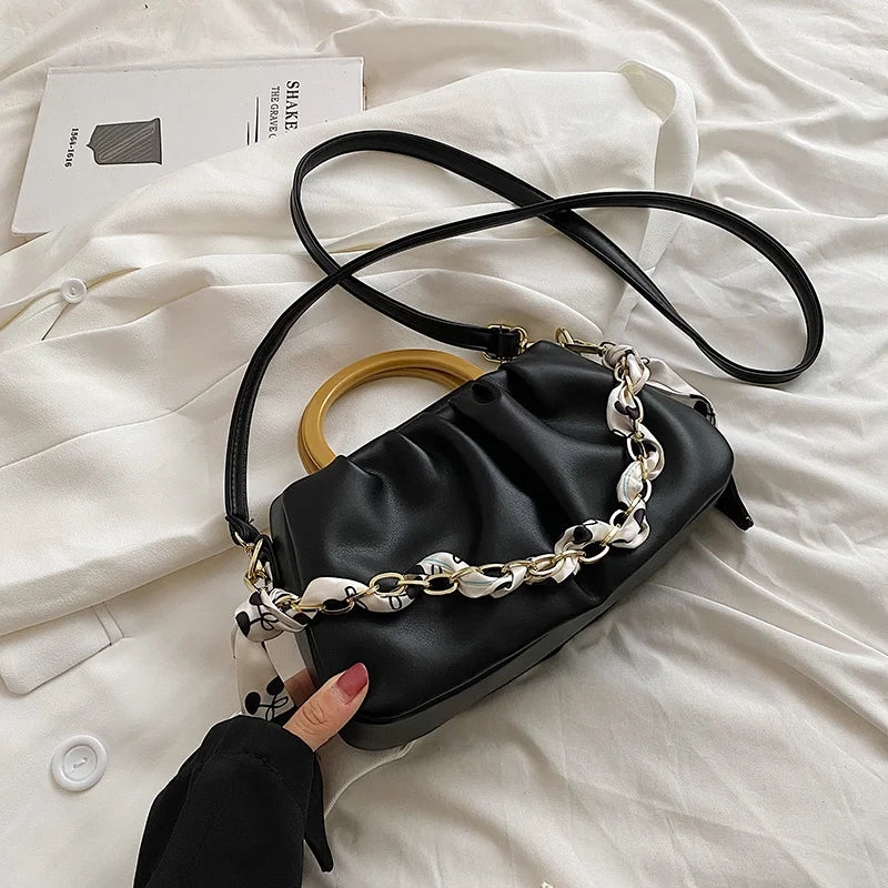 Casual Pleated Shoulder Bag Women's Crossbody 8P0321