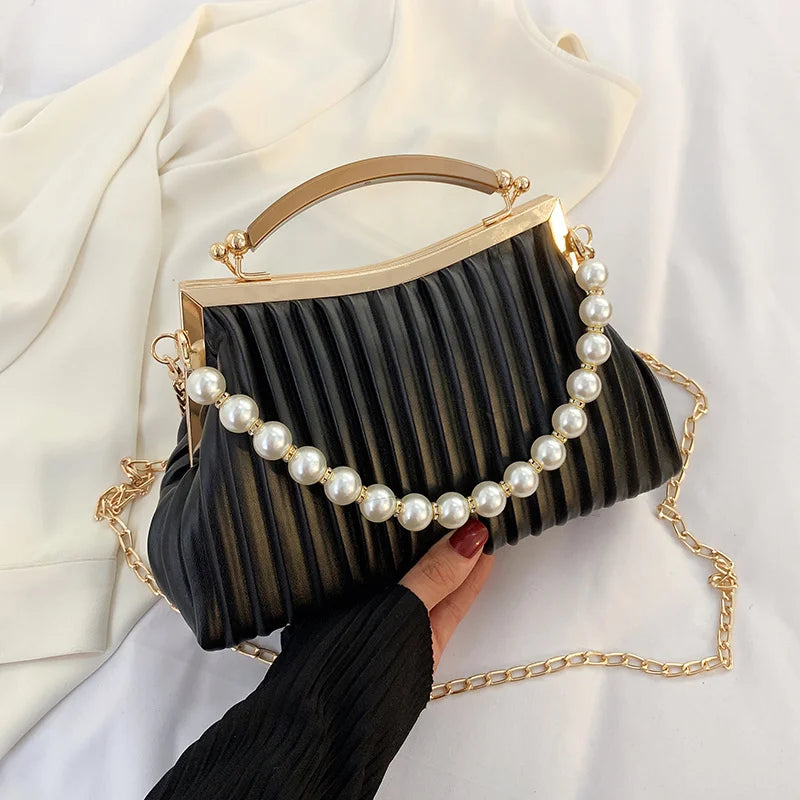 Pearl Chains Women's Handbags Party Crossbody Bags