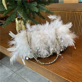 Feathers Evening Wedding Handbags For Women Sequin Clutch Bags