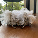 Feathers Evening Wedding Handbags For Women Sequin Clutch Bags