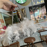 Feathers Evening Wedding Handbags For Women Sequin Clutch Bags