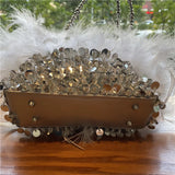 Feathers Evening Wedding Handbags For Women Sequin Clutch Bags