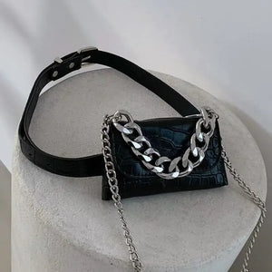 Women's High Thick Chain Waist Bag Detachable Crossbody Chest Bags