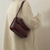 Women's PU Leather Handbag Retro Wallet Solid Shoulder Crossbody Bag