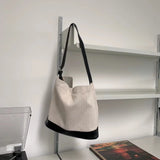 Canvas Bucket Bag Women Large Capacity Shopping Shoulder Messenger Bags
