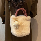 Plush Small Bag Women's Crossbody Handheld Bucket Bag