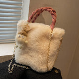 Plush Small Bag Women's Crossbody Handheld Bucket Bag