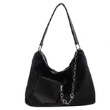 Large Capacity Chain Shoulder Bag Plush Handbag For Women