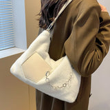 Large Capacity Chain Shoulder Bag Plush Handbag For Women