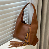 Stylish Large Capacity PU Leather Tassel Armpit Bag for Women