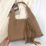 Stylish Large Capacity PU Leather Tassel Armpit Bag for Women