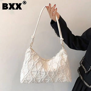 Casual Denim Canvas Plaid Women's Handbag GF3873