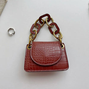 Solid Chain PU Leather Women's Crossbody Bag