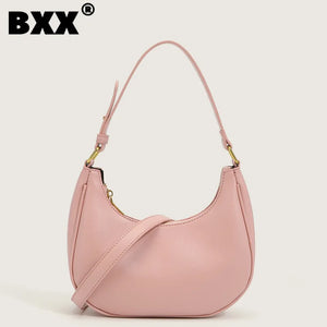 Solid PU Leather Shoulder Handbag for Women