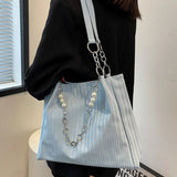 Stylish Striped Tote Bag for Women - Summer Shoulder Bag