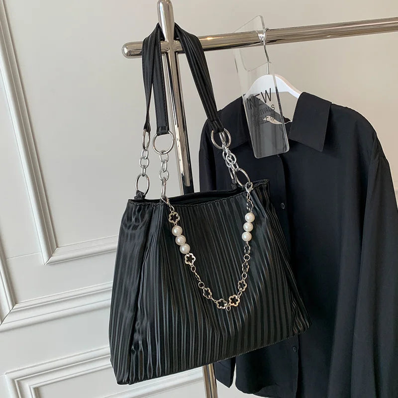 Stylish Striped Tote Bag for Women - Summer Shoulder Bag