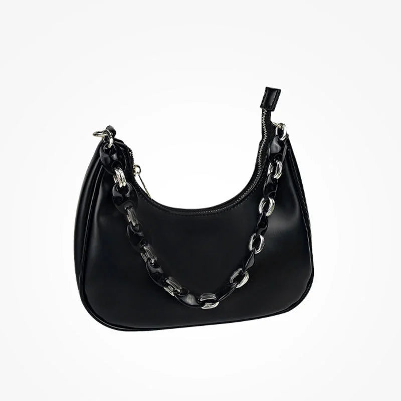 Y2k Solid Chain PU Leather Handbags for Women