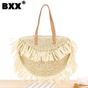 Half-round Tassel Straw Bag Crossbody Shoulder Bag GF2341