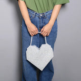 Woman Weave Heart-shaped Beading Crossbody Bag GF0620