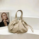 Metallic Gray Laser Leather Pattern Drawstring Bag Crossbody Shoulder Bag