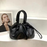 Metallic Gray Laser Leather Pattern Drawstring Bag Crossbody Shoulder Bag