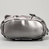 Metallic Gray Laser Leather Pattern Drawstring Bag Crossbody Shoulder Bag