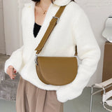 Women's PU Leather Handbag Wide Shoulder Wallet Crossbody Female Bag