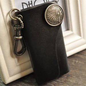 Vintage Leather Men Key Holder Wallet Keychain Organizer