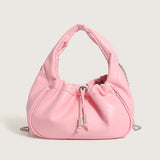 Solid Pleated PU Leather Handbag Chain Travel Shoulder Crossbody Bag