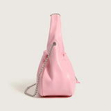 Solid Pleated PU Leather Handbag Chain Travel Shoulder Crossbody Bag