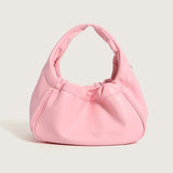 Solid Pleated PU Leather Handbag Chain Travel Shoulder Crossbody Bag