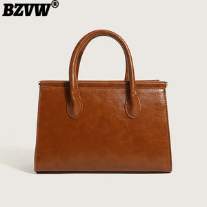 Large Capacity PU Leather Handbags For Women Solid Travel Shoulder Tote Bags