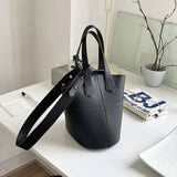 Large Capacity PU Leather Women's Bucket Bag Shopping Shoulder Crossbody Bags
