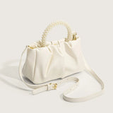 Pleated Beading Handle Handbags For Women Ladies Shopping