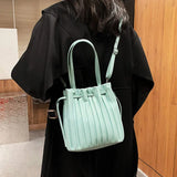 Versatile Pleated PU Leather Handbag Travel Crossbody Tote
