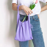 Solid Pleated Knitting Handbags For Women Shopping Shoulder Underarm Bags
