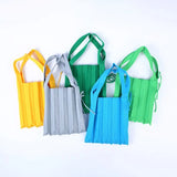Solid Pleated Knitting Handbags For Women Shopping Shoulder Underarm Bags