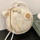Vintage Straw Shoulder Bag for Women Summer Female Bags