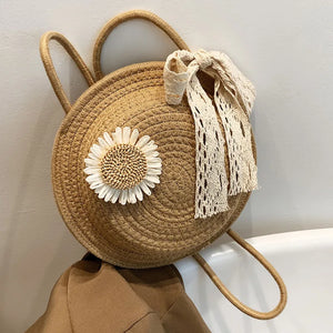 Vintage Straw Shoulder Bag for Women Summer Female Bags