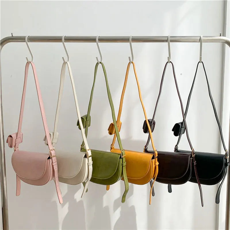 Vintage High Solid PU Leather Women's Crossbody Bag