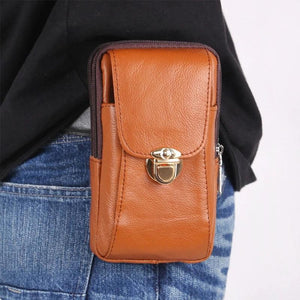 Vintage Men Waist Fanny Pack Belt Bag PU Leather Phone Pouch Travel Hip