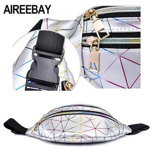 Silver Geometric Fanny Pack Women Waist Bag