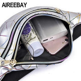 Silver Geometric Fanny Pack Women Waist Bag