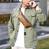 Retro PU Leather Phone Pouch Crossbody Fanny Pack For Men