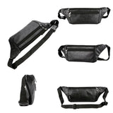 Men PU Leather Belt Bum Waist Pouch Fanny Pack Crossbody Shoulder Sport Zip Bag