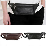 Men PU Leather Belt Bum Waist Pouch Fanny Pack Crossbody Shoulder Sport Zip Bag
