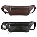 Men PU Leather Belt Bum Waist Pouch Fanny Pack Crossbody Shoulder Sport Zip Bag