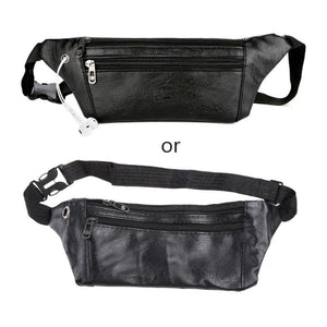 Men PU Leather Belt Bum Waist Pouch Fanny Pack Crossbody Shoulder Sport Zip Bag