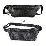 Men PU Leather Belt Bum Waist Pouch Fanny Pack Crossbody Shoulder Sport Zip Bag