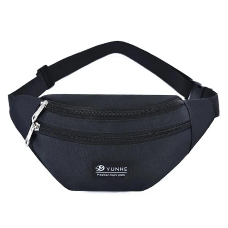Pink Waist Bag Three Zipper Pocket Unisex Belly Bags Purse